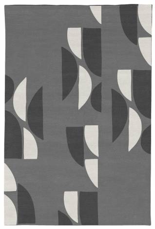 Judy Ross Hand-Knotted Custom Wool Slice Rug dark grey/charcoal/cream